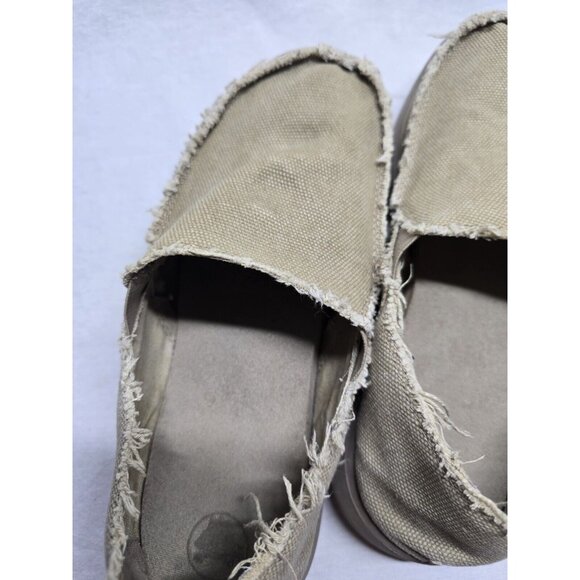 Crocs Santa Cruz Canvas Slip-On Shoes Loafers Men's 10 Tan Khaki Distressed Vibe - Picture 5 of 16